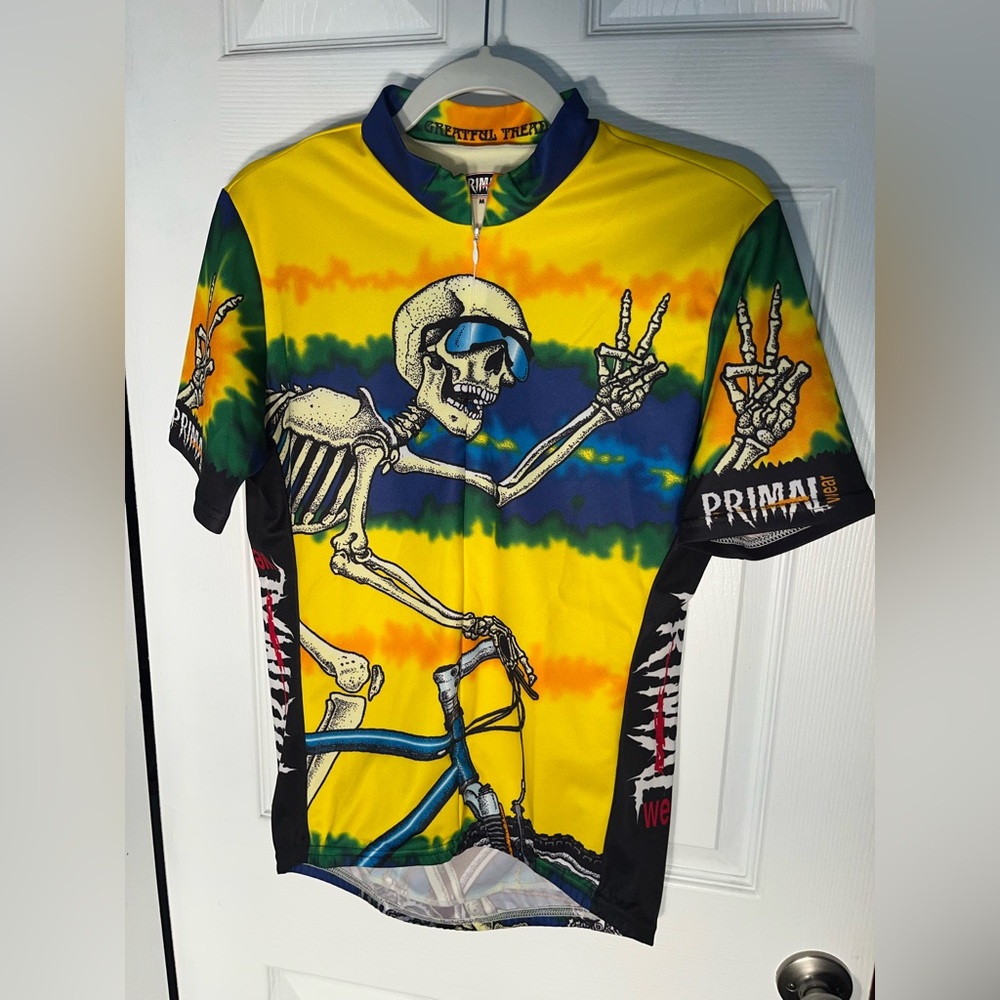 Primal Wear 1998 Greatful Tread Skeleton Cycling Jersey Tie Dye Men's Medium